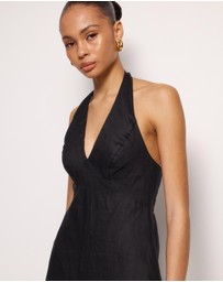 AERE - Brisa Halter Linen Slip Dress