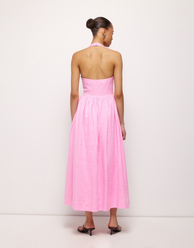 AERE - Esme Halter Linen Midi Dress