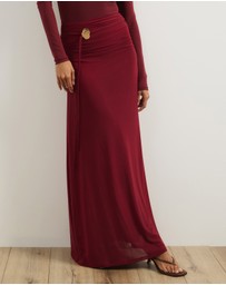 Atmos&Here - Valentia Belted Mesh Maxi Skirt