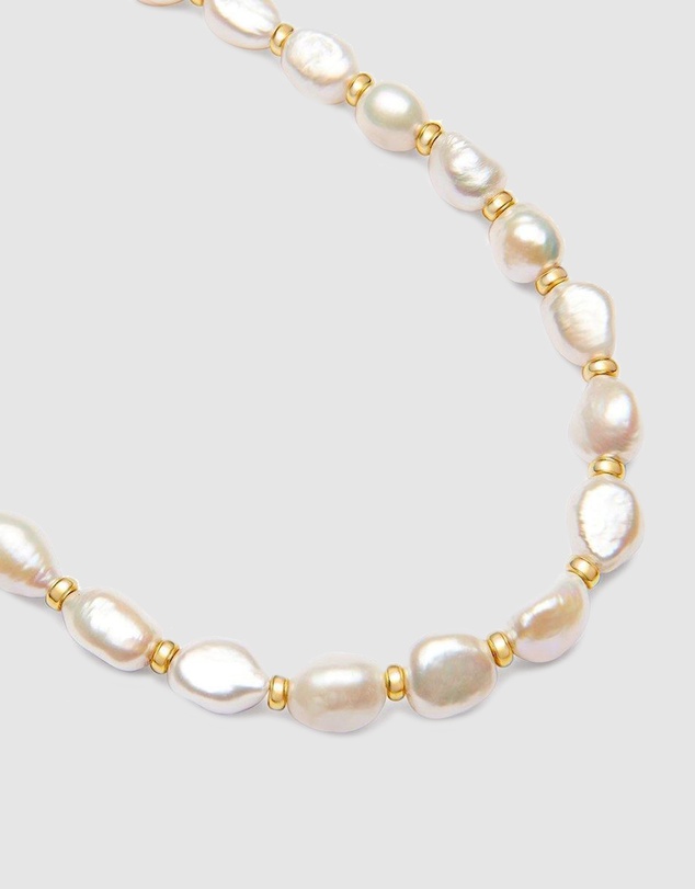 Nialaya Jewellery - Men's Beaded Choker with Baroque Pearls
