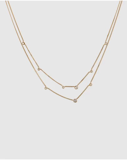 Elli Jewelry - Necklace Layer Crystal Circle 925 Sterling Silver Gold-Plated