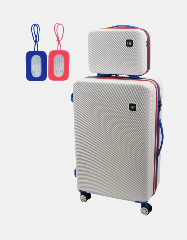 GAP - GAP Stripe Large Hard Shell with Mini Beauty Case Set + Leather Tag