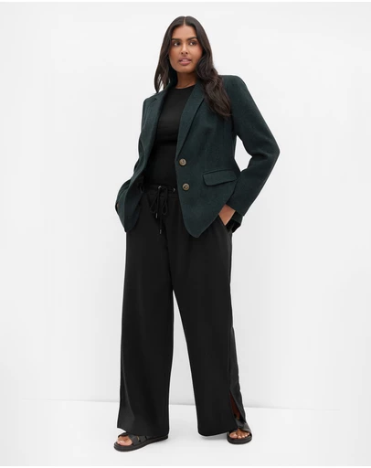City Chic - Plus size Oxford Melton Jacket - hunter green