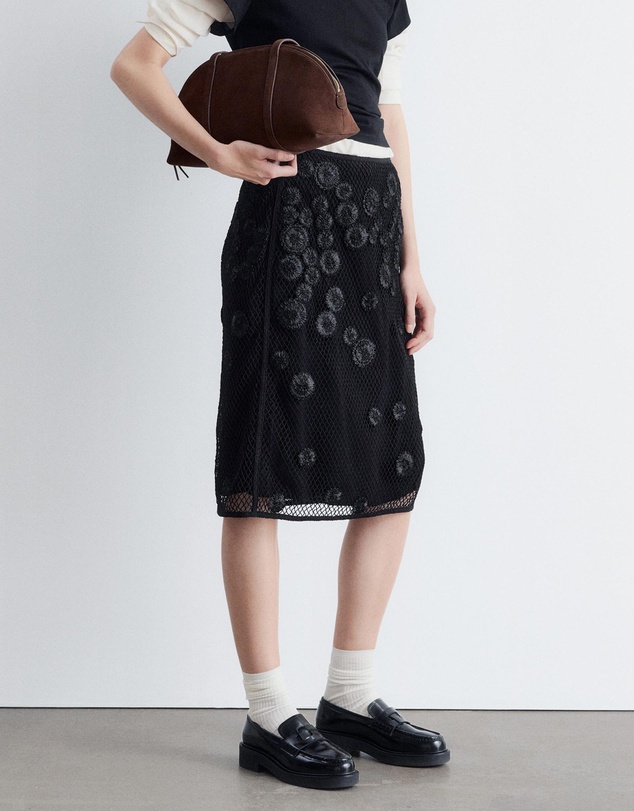 & Other Stories - Floral-Appliqué Mesh Midi Skirt