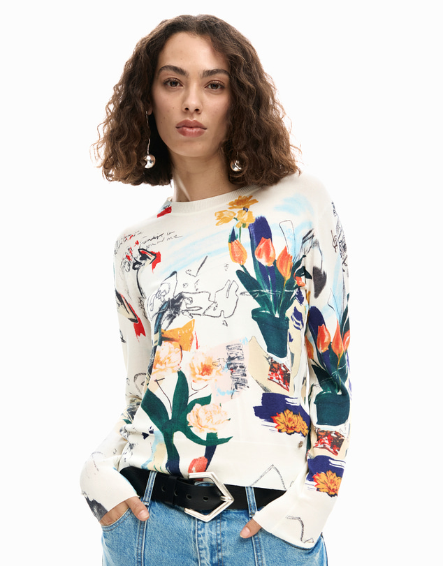 Desigual - Lightweight sweater with plants