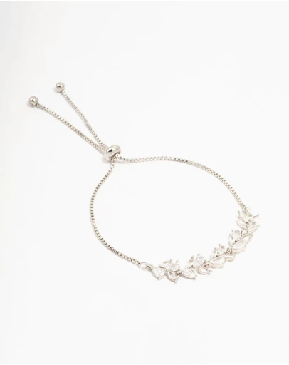 Lovisa - Silver Plated Cubic Zirconia Floral Toggle Bracelet