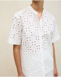 Trenery - Cotton Geo Cutwork Short Sleeve Shirt in White