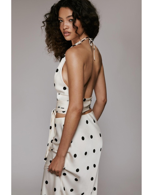 Bardot - Phoebe Satin Halter Tie Top