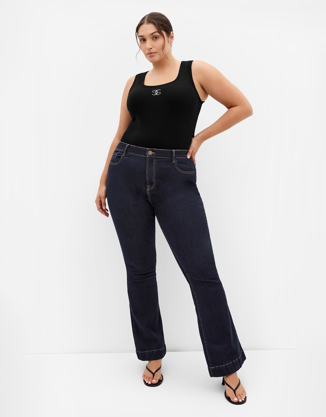 City Chic - Plus size Asha Fit Jasmin Flare Leg Regular Jean - dark wash