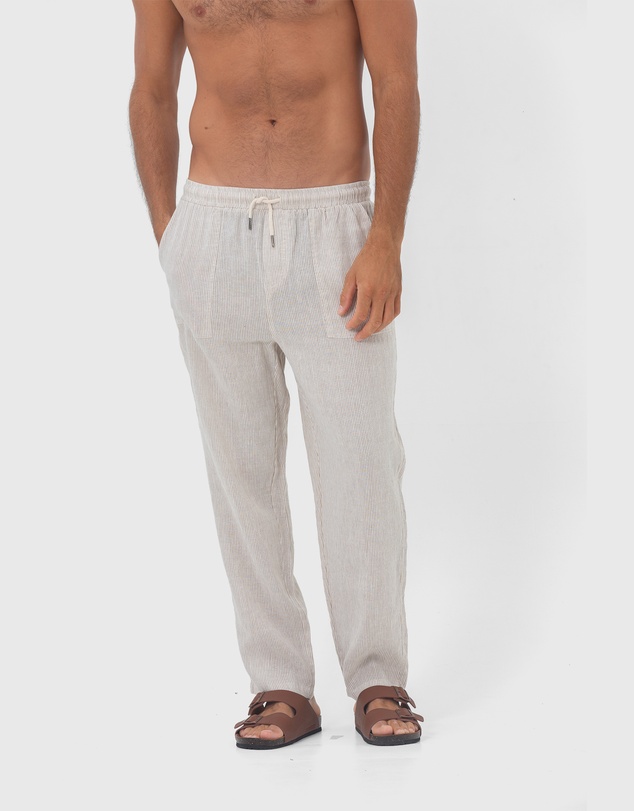 Coast Clothing - St. Tropez Linen Pant - Sand Stripe