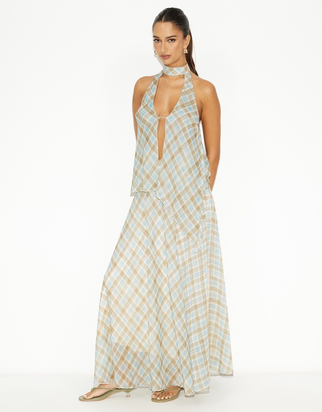 Dazie - Afloat Check Maxi Skirt