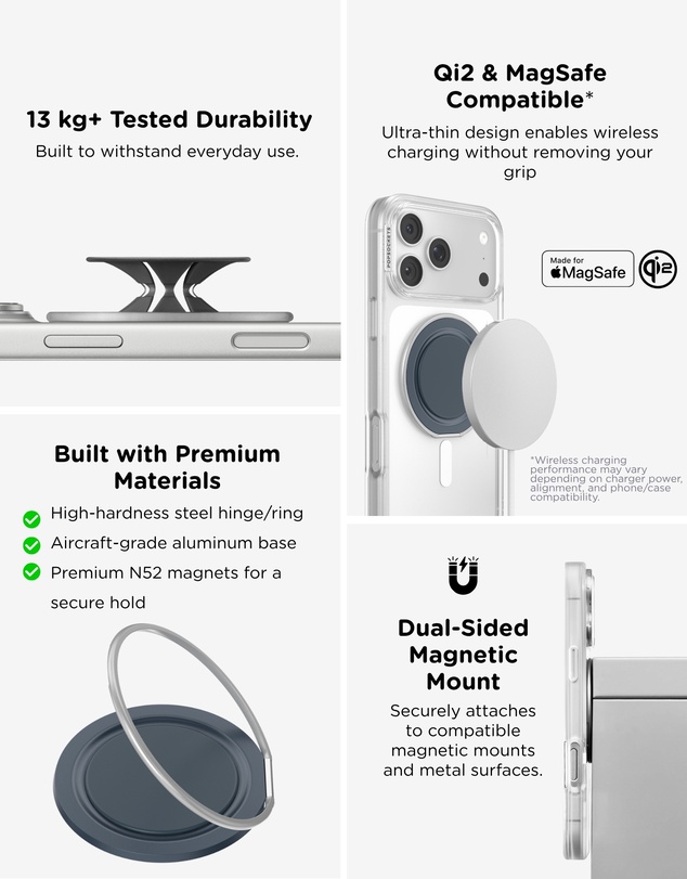 PopSockets - PopGrip LowPro MagSafe Mount Grip Stand
