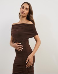 Atmos&Here - Bonnie Off Shoulder Mesh Maxi Dress