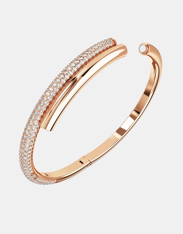 Swarovski - Dextera Bangle, Magnetic Closure, White, 18K Rose Gold Finish