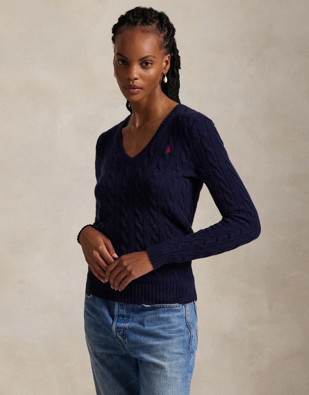 Polo Ralph Lauren - Cable-Knit Wool-Cashmere V-Neck Sweater - ICONIC EXCLUSIVE