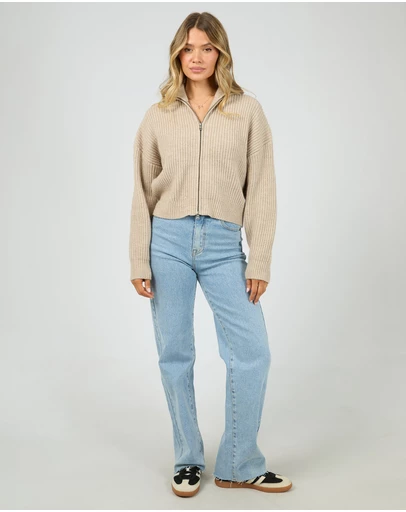 All About Eve - Bridie Knit Zip Through Oat