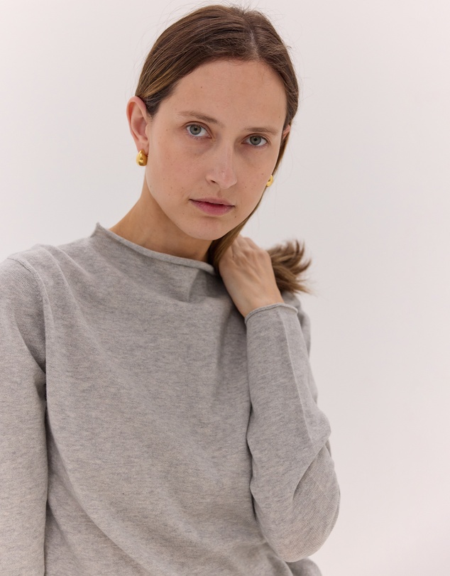 Cloth & Co. - The Funnel Neck Top | Earl Grey
