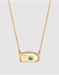 Elli Jewelry - Necklace Circle Green Quartz 925 Sterling Silver Gold Plated