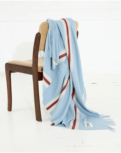 Morgan & Taylor - Oakley Throw Blanket in Blue with Brown Stripe