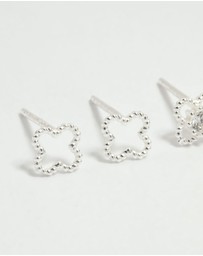 Lovisa - Sterling Silver Cubic Zirconia Flower Stud Earrings 2-Pack