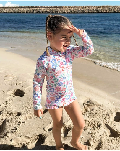 Purebaby - Printed Long Sleeve Swimsuit- Kids-Babies