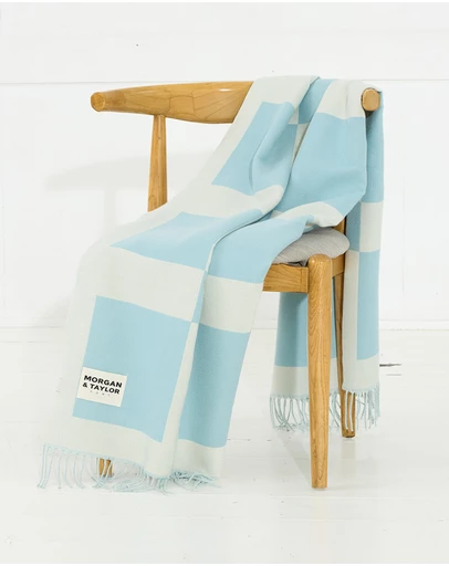Morgan & Taylor - Archie Throw Blanket in Beige and Light Blue