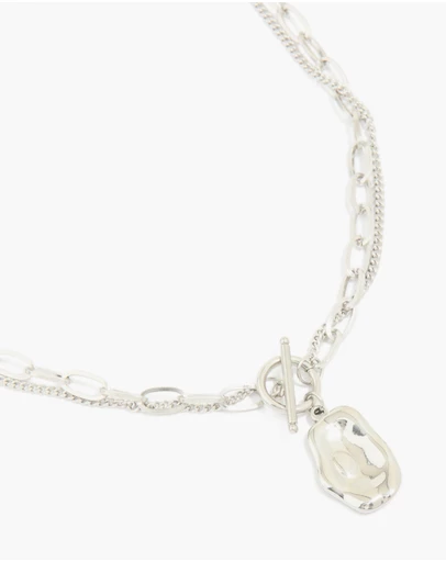Lovisa - Waterproof Stainless Steel Molten Pendant & Chain Layered Necklace