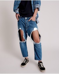 ONE TEASPOON - Bay Blue Kingpins Cropped Boyfriend Jeans