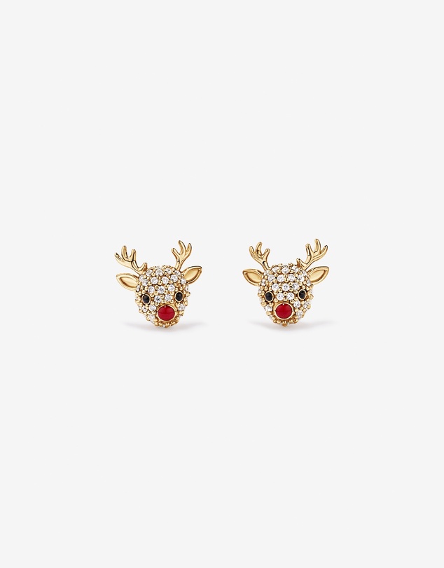 Michael Hill - Christmas Reindeer Stud with Cubic Zirconia Earrings in 18kt Yellow Gold Vermeil