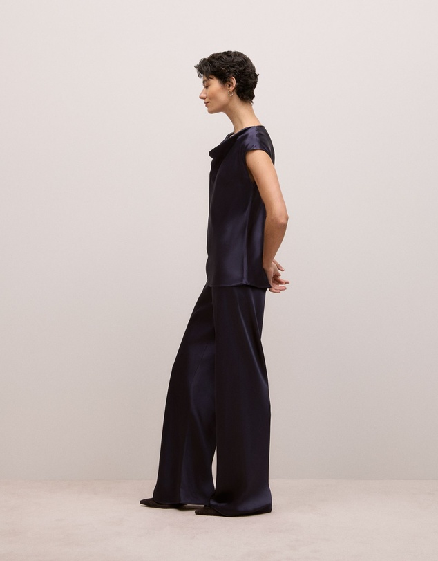 Trenery - Satin Cowl Neck Blouse in Night Sky