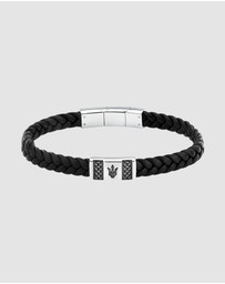 Maserati - Maserati Men's Gun Metal Leather Bracelet