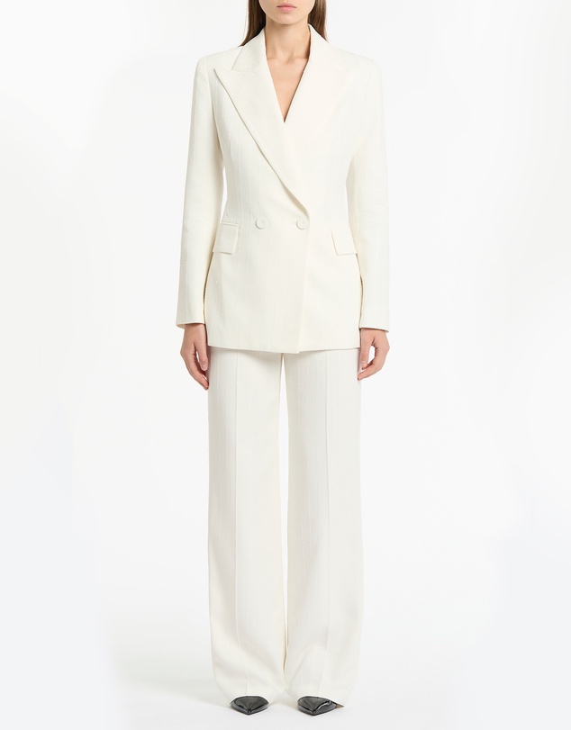 Carla Zampatti - Ivory Starlight Twill Double Breasted Blazer