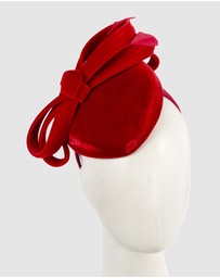 Max Alexander - Velvet Red Winter Pillbox Fascinator