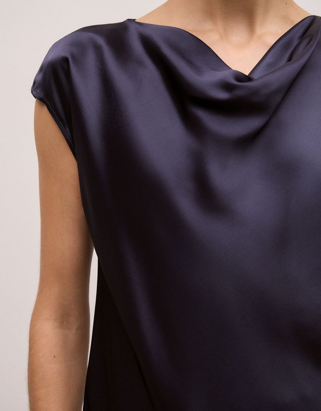 Trenery - Satin Cowl Neck Blouse in Night Sky