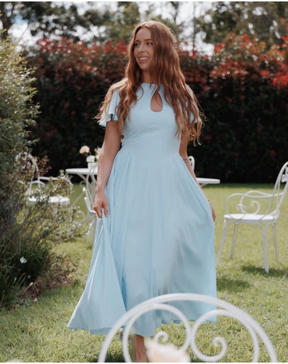 Petal & Pup - Jessima Midi Dress - Pale Blue