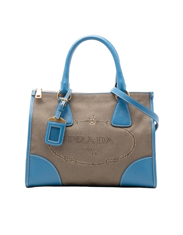 Pre-Loved by Azura Reborn - Pre-Loved Saffiano Trimmed Canvas Canapa Logo Double Zip Satchel