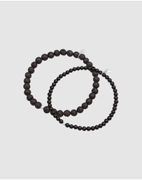 Kuzzoi - ICONIC EXCLUSIVE - Bracelet Men Bead Set Black with Lava and Onyx in 925 Sterling Silver