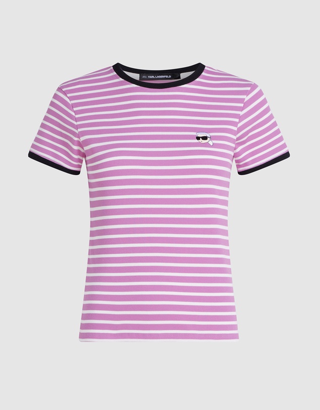 Karl Lagerfeld - Ikon Patch Striped Rib T-Shirt