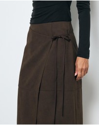 AERE - Anders Suede Look Midi Wrap Skirt
