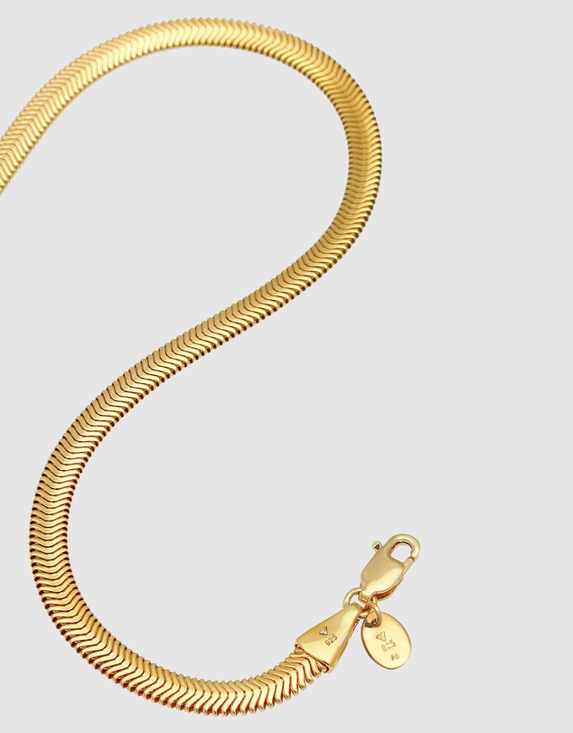 Elli Jewelry - Herringbone Chain Necklace in Gold-Plated 925 Silver