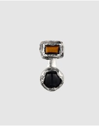 Haze & Glory - ICONIC EXCLUSIVE - Two-Stone Curved Ear Jacket in Oxidized Silver
