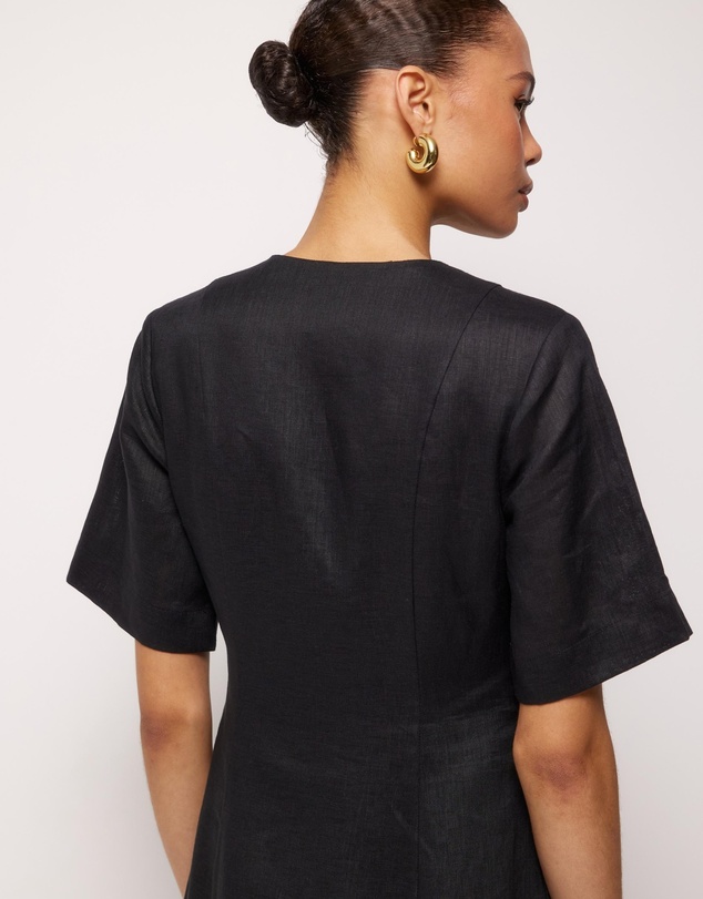 Revibe - Repaired AERE Rani Linen Midi Dress - AU 12
