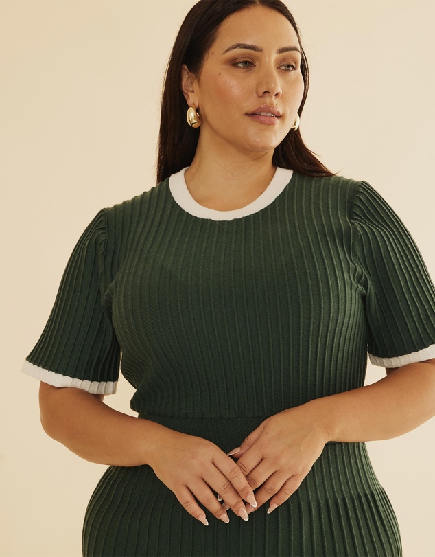 Atmos&Here Curvy - Kendra Contrast Knit Midi Dress