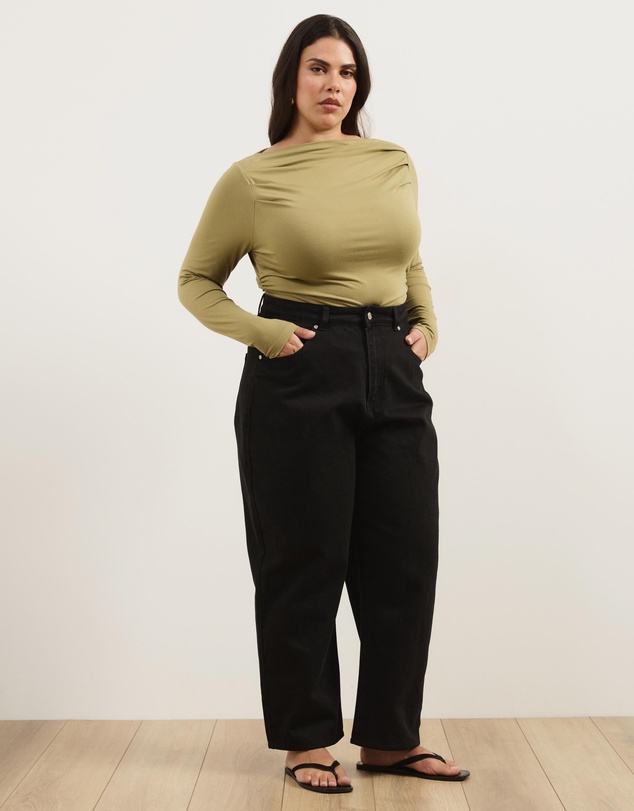 Atmos&Here Curvy - Etta Boat Neck Draped Top