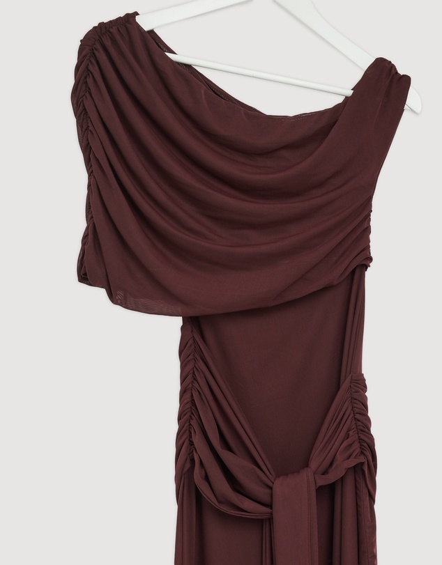 Revibe - Repaired CHANCERY Margot One Shoulder Drape Mesh Maxi Dress - AU 8