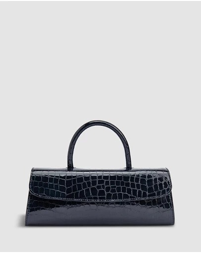 By Far - Mini Longa Croco Embossed Leather Bag