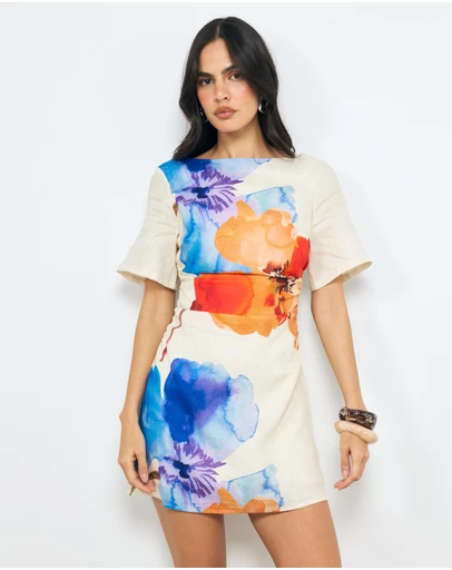 AERE - Lea Linen Mini Dress
