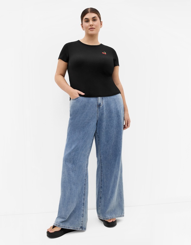 City Chic - Plus Size Cherry Tee - black