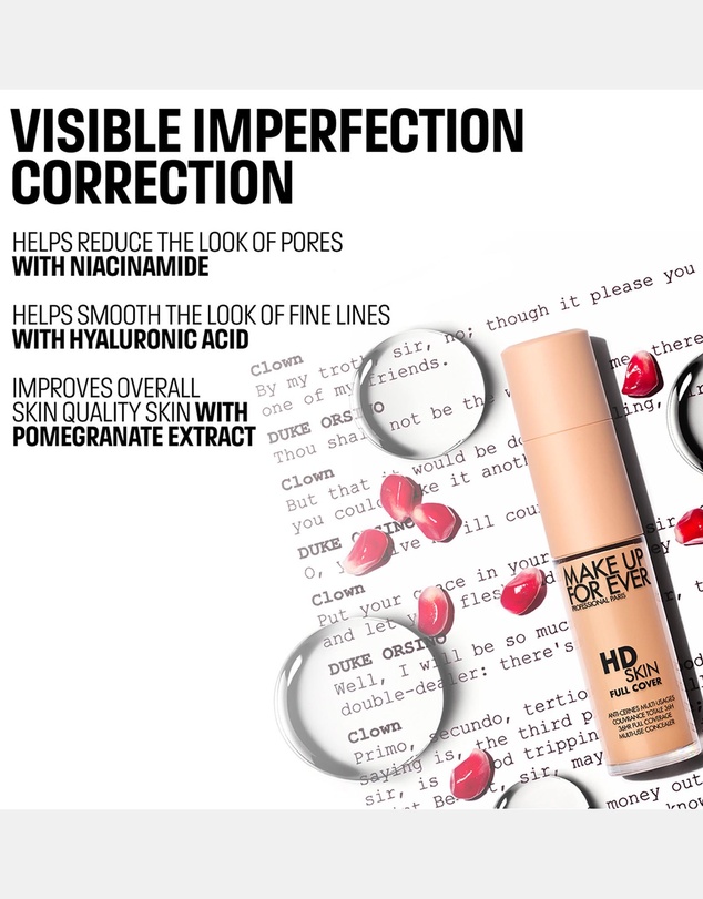 MAKE UP FOR EVER - HD Skin Full Cover Concealer Multi-Use Concealer with Niacinamide & Hyaluronic Acid