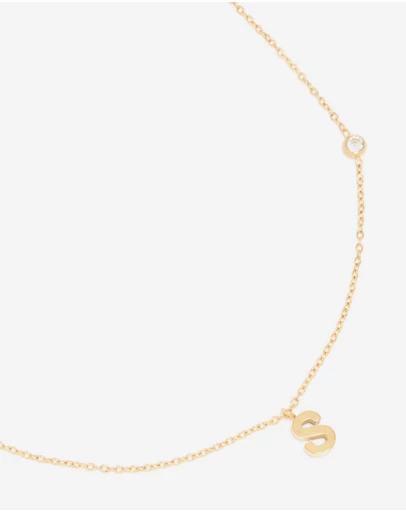 Lovisa - Waterproof Gold Plated Stainless Steel Letter S Dainty Pendant Necklace